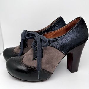 Chie Mihara OLIVIAN High heeled Oxford Bootie, Blue Combo, size EU 38